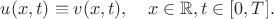 $u(x,t)\equiv v(x,t),\quad x\in\mathbb{R}, t\in[0,T].$
