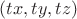 $(tx, ty, tz)$
