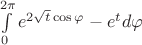 $\int\limits_{0}^{2\pi} e^{2\sqrt{t}\cos\varphi} - e^t d\varphi$