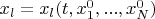 $x_l=x_l(t,x_1^0,...,x_N^0)$