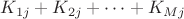 $K_{1j}+K_{2j}+\cdots+K_{Mj}$