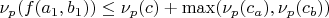 $\nu_p(f(a_1, b_1)) \le \nu_p(c) + \max(\nu_p(c_a), \nu_p(c_b))$