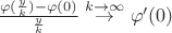 $\frac{\varphi(\frac{y}{k})-\varphi(0)}{\frac{y}{k}} \overset{k\rightarrow \infty }{\rightarrow} \varphi '(0)$