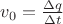 $v_0=\frac{\Delta q}{\Delta t}$