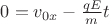 $0=v_{0x}-\frac{qE}{m}t$