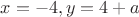 $x=-4, y=4+a$
