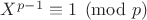 $X^{p-1} \equiv 1 \pmod p$