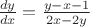 $\frac {dy}{dx} = \frac {y-x-1}{2x-2y}$