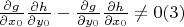$\frac{\partial g}{\partial x_0}\frac{\partial h}{\partial y_0}-
\frac{\partial g}{\partial y_0}\frac{\partial h}{\partial x_0}\ne 0\eqno(3) $