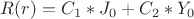 $R(r)=C_1*J_0+C_2*Y_0$