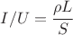 $ I/U = {\cfrac{\rho{L}}{S}} $