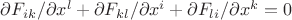 \partial{F_{ik}}/\partial{x^l} + \partial{F_{kl}}/\partial{x^i} + \partial{F_{li}}/\partial{x^k} = 0
