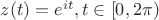 $z(t) = e^{it}, t \in [0,2\pi)$