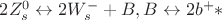 $2Z^0_s  \leftrightarrow 2W^-_s + B, B \leftrightarrow 2b^+*$