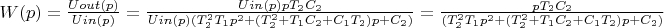 $W(p)=\frac{Uout(p)}{Uin(p)}=\frac{Uin(p)pT_2C_2}{Uin(p)(T_2^2T_1p^2+(T_2^2+T_1C_2+C_1T_2)p+C_2)}=\frac{pT_2C_2}{(T_2^2T_1p^2+(T_2^2+T_1C_2+C_1T_2)p+C_2)}$