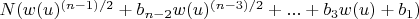 $N(w(u)^{(n-1)/2}+b_{n-2} w(u)^{(n-3)/2}+...+b_3 w(u)+b_1)$