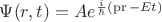 $\Psi (r,t)=Ae^{\frac{i}{\hbar}(\operatorname{pr}-Et)}
$