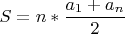 $S=n*\dfrac{a_1+a_n}{2}$
