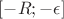 $[-R;-\epsilon]$
