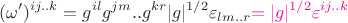 $$(\omega')^{ij..k}=g^{il}g^{jm}..g^{kr}|g|^{1/2}\varepsilon_{lm..r}{\color{magenta}=|g|^{1/2}\varepsilon^{ij..k}}$$