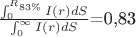 $\frac{\int_0^{R_{83\%}} I(r)dS}{\int_0^\infty I(r)dS $}=0,83$
