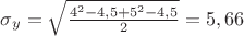 $\sigma_y =\sqrt{\frac{{4^2-4,5}+{5^2-4,5}}{2}}= 5,66$
