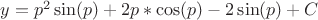 $y= p^2 \sin(p) + 2p* \cos(p) - 2 \sin(p) + C $