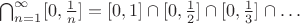$\bigcap_{n = 1}^\infty [0, \frac 1 n] = [0, 1] \cap [0, \frac 1 2] \cap [0, \frac 1 3] \cap \ldots$