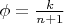 $\phi=\frac{k}{n+1}$