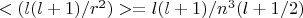 $<(l(l+1)/r^2)> = l(l+1)/n^3(l+1/2)$