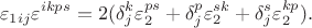 $$
\varepsilon_{1ij}\varepsilon^{ikps}=2(\delta_{j}^{k}\varepsilon_2^{ps}+\delta_{j}^{p}\varepsilon_2^{sk}+\delta_{j}^{s}\varepsilon_2^{kp}).
$$