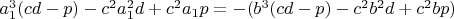 $a_1^3(cd-p)-c^2a_1^2d+c^2a_1p=-(b^3(cd-p)-c^2b^2d+c^2bp)$