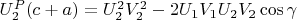 $U_2^P(c+a) = U_2^2V_2^2 - 2U_1V_1U_2V_2\cos\gamma$