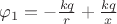 $\varphi_1 = -\frac{kq}{r}+\frac{kq}{x}$