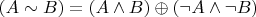 $(A \sim B) = (A\wedge B) \oplus ( \neg A\wedge \neg B)$