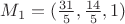 $M_1 = (\frac {31}{5}, \frac {14} {5}, 1)$