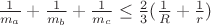 $\frac{1}{m_a}+\frac{1}{m_b}+\frac{1}{m_c}\le\frac{2}{3}(\frac{1}{R}+\frac{1}{r})$