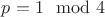 $ p=1\mod 4$