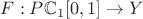 $
F: P\mathbb{C}_1[0,1] \to Y
$