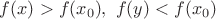$f(x)>f(x_0),\ f(y)<f(x_0)$