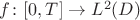 $f\colon [0,T]\to L^2(D)$