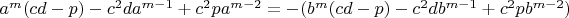 $a^m(cd-p)-c^2da^{m-1}+c^2pa^{m-2}=-(b^m(cd-p)-c^2db^{m-1}+c^2pb^{m-2})$