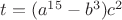 $t=(a^{15}-b^3)c^2$