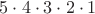 $5\cdot4\cdot3\cdot2\cdot1$
