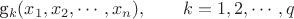 {g_{k}(x_1,x_2, \cdots ,x_n), \qquad k=1,2,\cdots ,q}