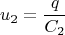 $$u_2=\frac{q}{C_2}$$