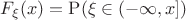 $F_\xi(x) = \mathrm{P}(\xi \in (-\infty, x])$