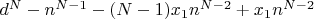 $d^N-n^{N-1}-(N-1)x_1n^{N-2}+x_1n^{N-2}$