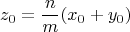 $$z_0=\frac{n}{m}(x_0+y_0)$$