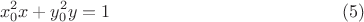 $$x_0^2 x + y_0^2 y = 1 \eqno (5)$$
